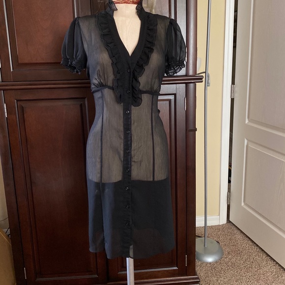 Transparent Sexy Night Gown Dress Black 6 intimate - Picture 2 of 16